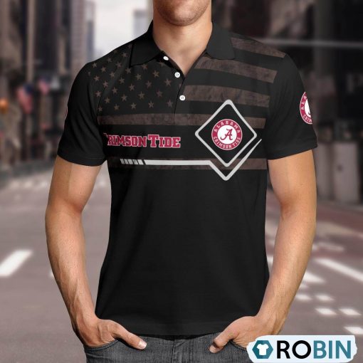 Alabama Crimson Tide American Flag Polo Shirt, Crimson Tide Gifts