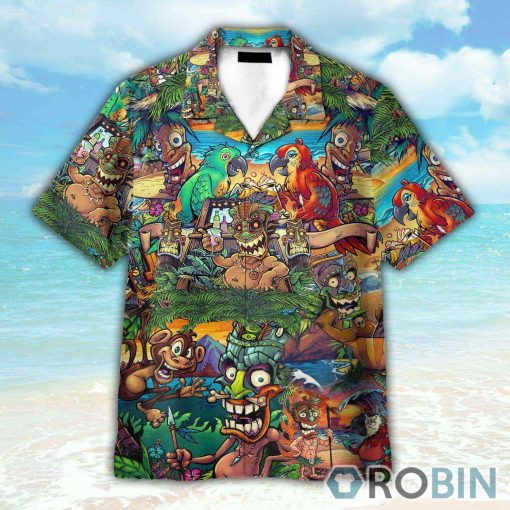 Aloha Summer Tiki Tropical Colourful Hawaiian Shirt