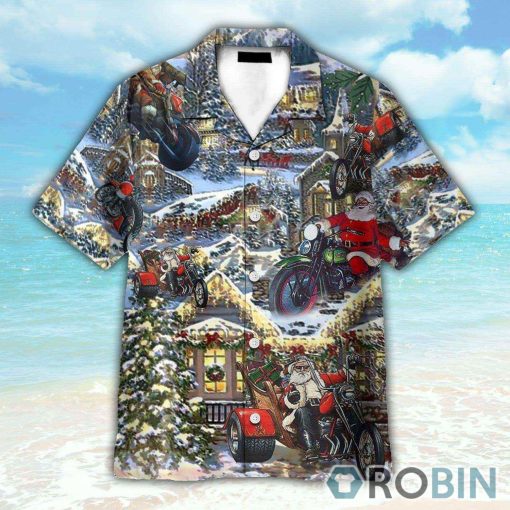 Amazing Santa Biker Funny Button’s Up Shirts Hawaiian Shirt