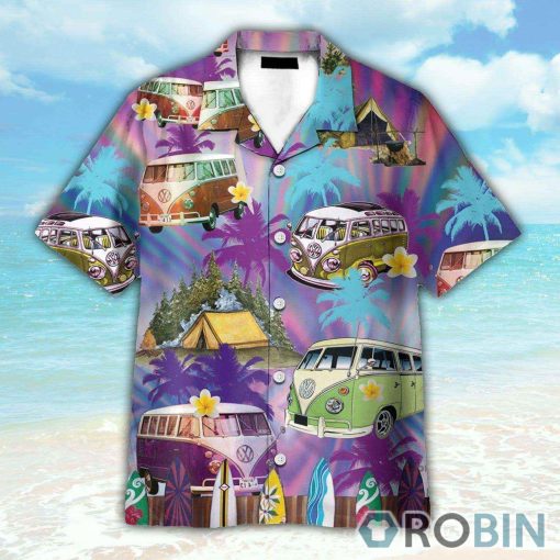 Amazing Summer Camping Campervan Hippie Hawaiian Shirt