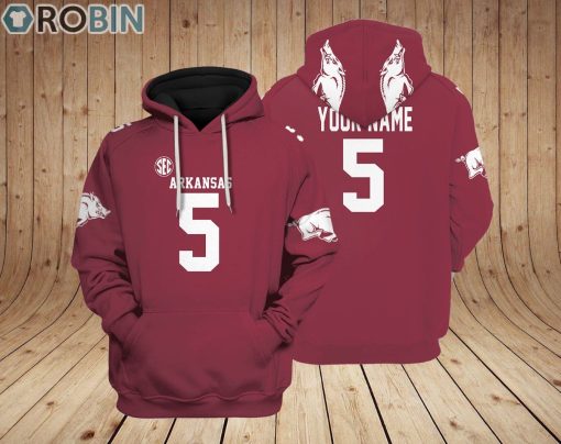 Arkansas Razorbacks Hoodie Custom Name and Number
