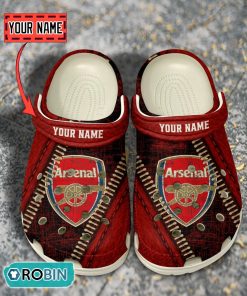 Arsenal F.C. Leather Zip Design Crocs Shoes