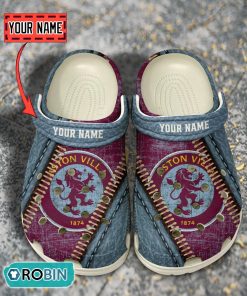 Aston Villa F.C Leather Zip Design Crocs Shoes