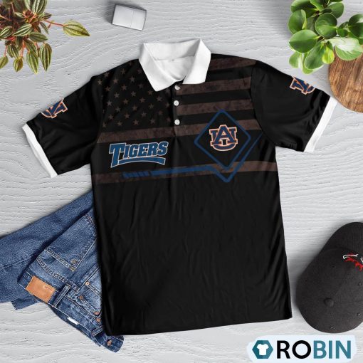 Auburn Tigers American Flag Polo Shirt, Auburn Apparel