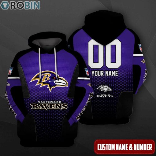 Baltimore Ravens Polygon Pattern Design 3D Hoodie