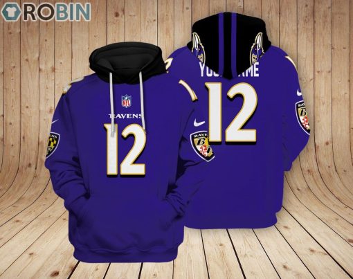Baltimore Ravens Teams Hoodie Custom Name and Number
