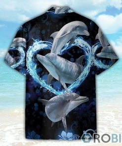 Beautiful Dolphins Heart Wave Hawaiian Shirt
