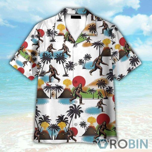 Bigfoot Camping Funny Button’s Up Shirts Hawaiian Shirt