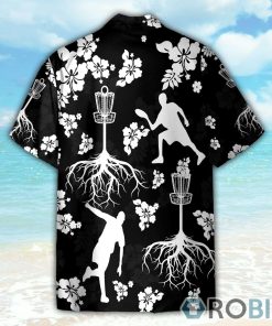 Black And White Disc Golf And Tree Hibiscus Pattern Hawaiian Shirt