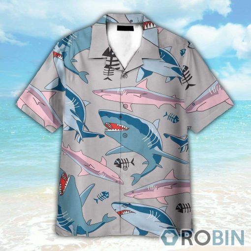Blue And Pink Shark In The Ocean Hawaiian Shirt