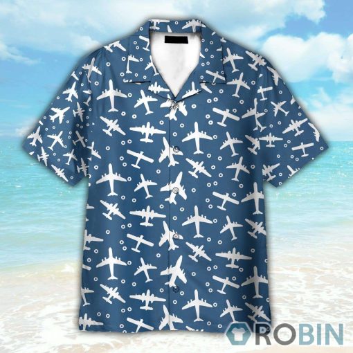 Blue And White Aeroplanes Hawaiian Shirt