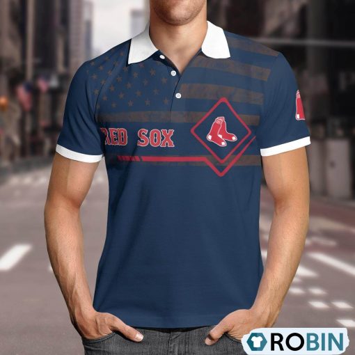 Boston Red Sox American Flag Polo Shirt, Boston Red Sox Clothing