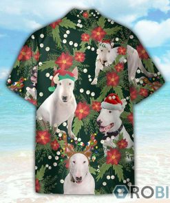 Bull Terrier Christmas Red Flower Christmas Gift For Pet Lover Hawaiian Shirt Bull Terrier Christmas Red Flower Christmas Gift For Pet Lover Hawaiian Shirt