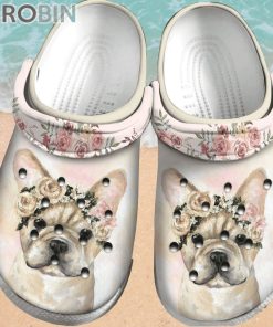 Bulldog Flower Rubber Crocs For Dog Love