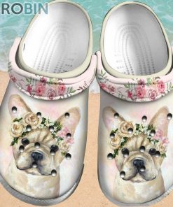 Bulldog Pink Flower Crocs For Dog Love Bulldog Pink Flower Crocs For Dog Love