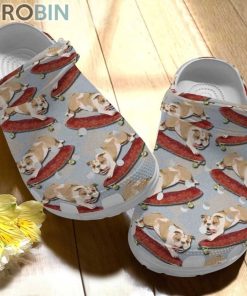 Bulldog, Cute Bulldog Pattern Skateboarding Crocs For Dog Love