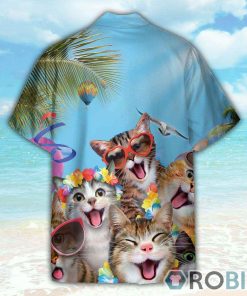 Cats Summer Beach Funny Button’s Up Shirts Hawaiian Shirt
