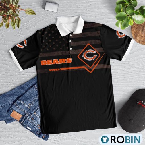 Chicago Bears American Flag Polo Shirt, Chicago Bears Gifts