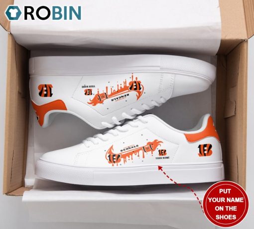 Cincinnati Bengals Logo Nike Drip Design Personalized Stan Smith Sneakers