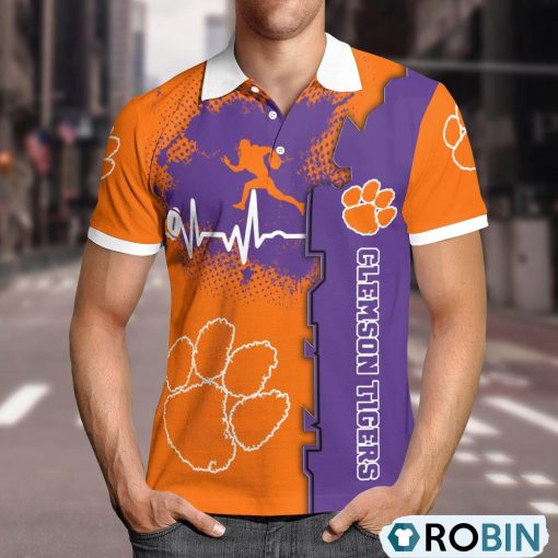 Clemson Tigers Heartbeat Polo Shirt, Clemson Tigers Fan Shirt