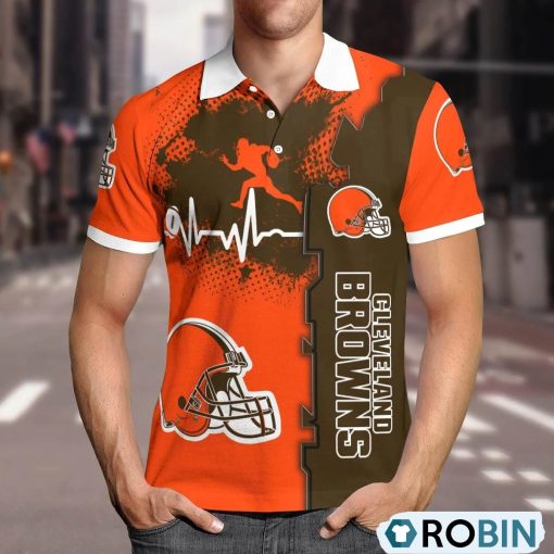 Cleveland Browns Heartbeat Polo Shirt, Browns Gifts for Fans