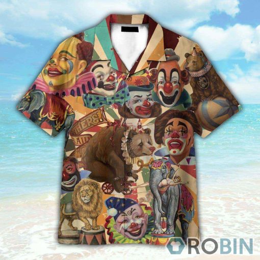 Clown And Bear In Circus Hawaiian Shirt