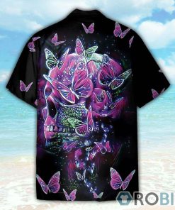 Color Splash Skull And Butterfyies Purple Hawaiian Shirt Color Splash Skull And Butterfyies Purple Hawaiian Shirt