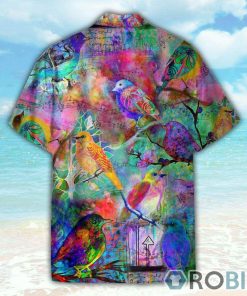 Colorful Bird And Music Tablature Pattern Hawaiian Shirt