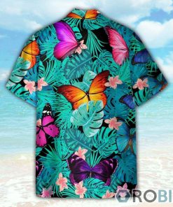 Colorful Butterfly Tropical Leaves Pattern Hawaiian Shirt Colorful Butterfly Tropical Leaves Pattern Hawaiian Shirt