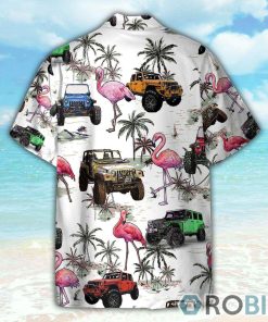 Colorful Jeep Cars And Flamingo Hawaiian Shirt Colorful Jeep Cars And Flamingo Hawaiian Shirt
