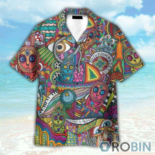 Colorful Mushroom Vision Hippie Hawaiian Shirt