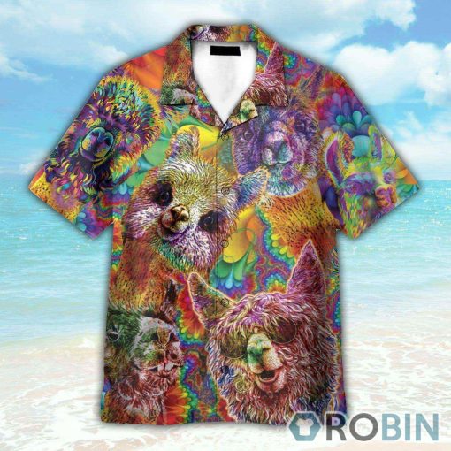 Colrful Llama Paiting Hawaiian Shirt
