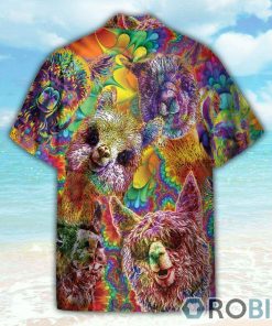 Colrful Llama Paiting Hawaiian Shirt
