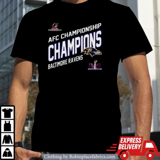 Congratulations Baltimore Ravens Afc Championship Winners Merchandise Champions Logo Super Bowl Lviii 2024 Fan Gifts Merchandise Unisex Shirt