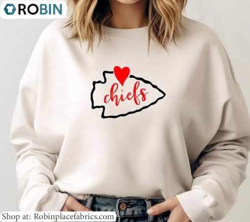Cool Kansas City Chiefs Valentines Day Shirt, Valentines Chiefs Arrowhead Crewneck T Shirt