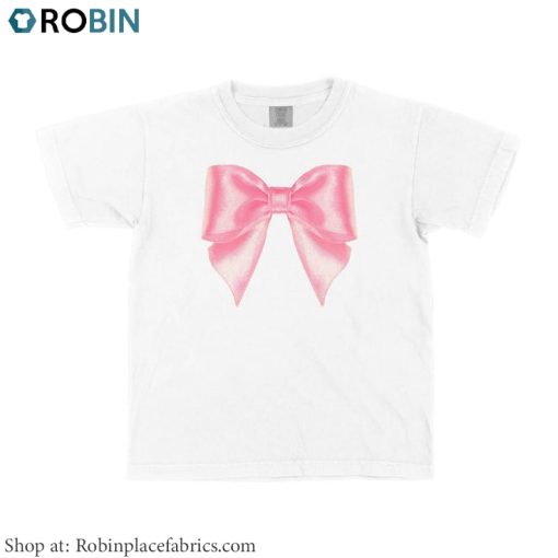 Coquette Pink Bow Shirt, Big Pink Bow Ribbon Crewneck Unisex Hoodie