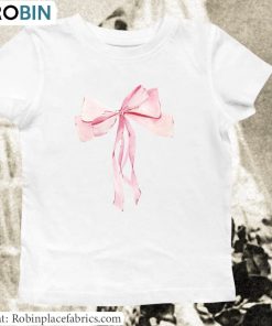 Coquette Pink Bow Shirt, Long Sleeve Crewneck Gift For Women