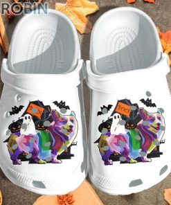 Corgi Dog Enjoy With Humorous Ghost Boo Crocs For Dog Love