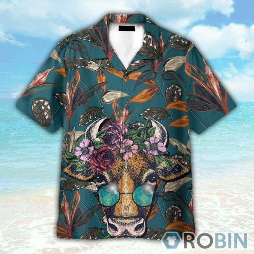 Cow Floral Tropical Funny Button’s Up Shirts Hawaiian Shirt