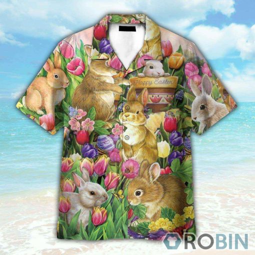 Cute Bunny Happy Easter Day Hawaiian Shirt
