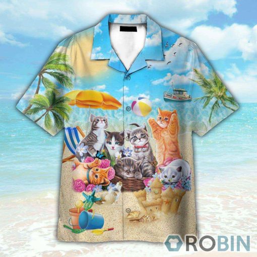 Cute Cats On The Summer Beach Hawaiian Shirt