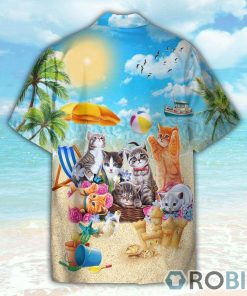 Cute Cats On The Summer Beach Hawaiian Shirt