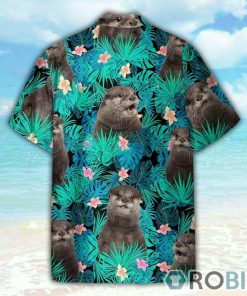 Cute Otter Tropical Leaves Pattern Hawaiian Shirt
