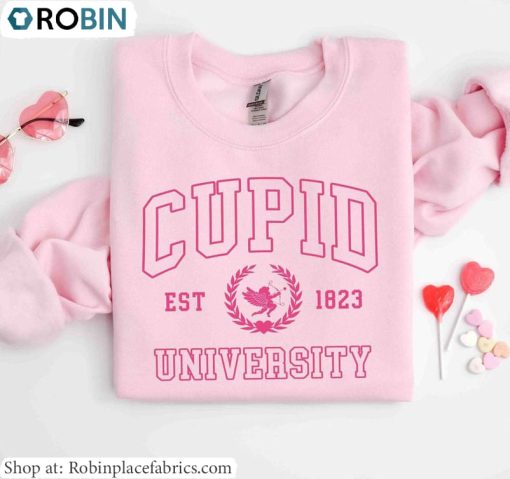 Cute Valentine’s Day T Shirt , Retro Cupid University Shirt Short Sleeve Long Sleeve