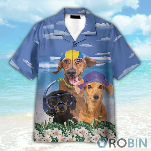 Dachshund Summer Beach Funny Button’s Up Shirts Hawaiian Shirt