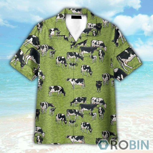 Dairy Cow On The Grass Field Hawaiian Shirt