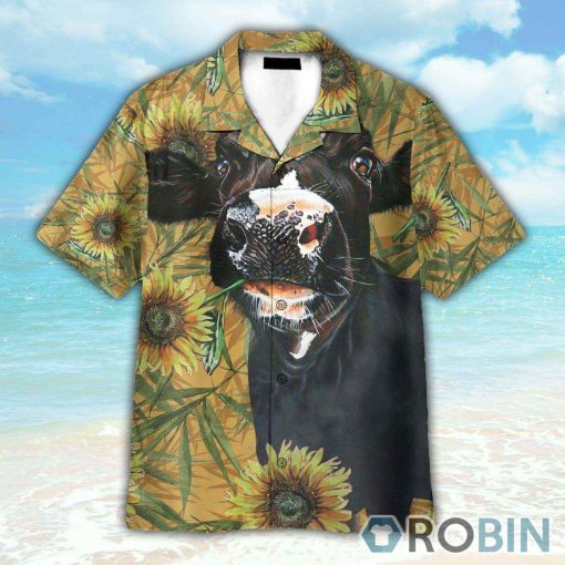 Dairy Cow Sunflower Funny Button’s Up Shirts Hawaiian Shirt