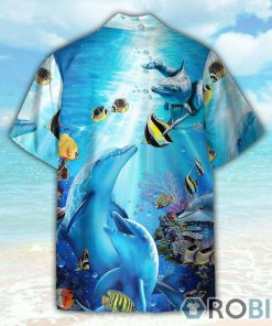 Dancing Dolphin In Blue Ocean Hawaiian Shirt