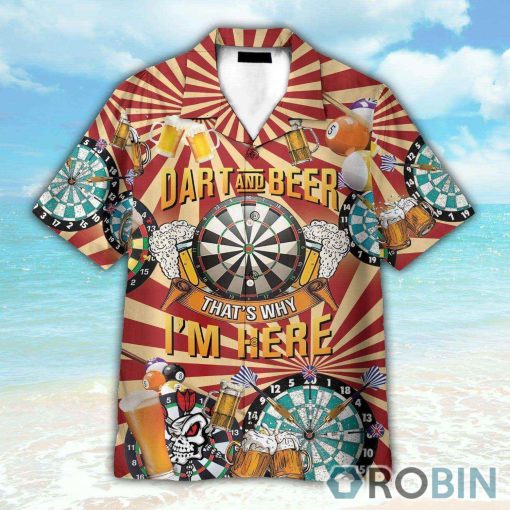 Dart And Beer That’s Why I’m Here Orange Party Hawaiian Shirt