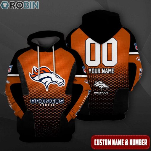 Denver Broncos Polygon Pattern Design 3D Hoodie